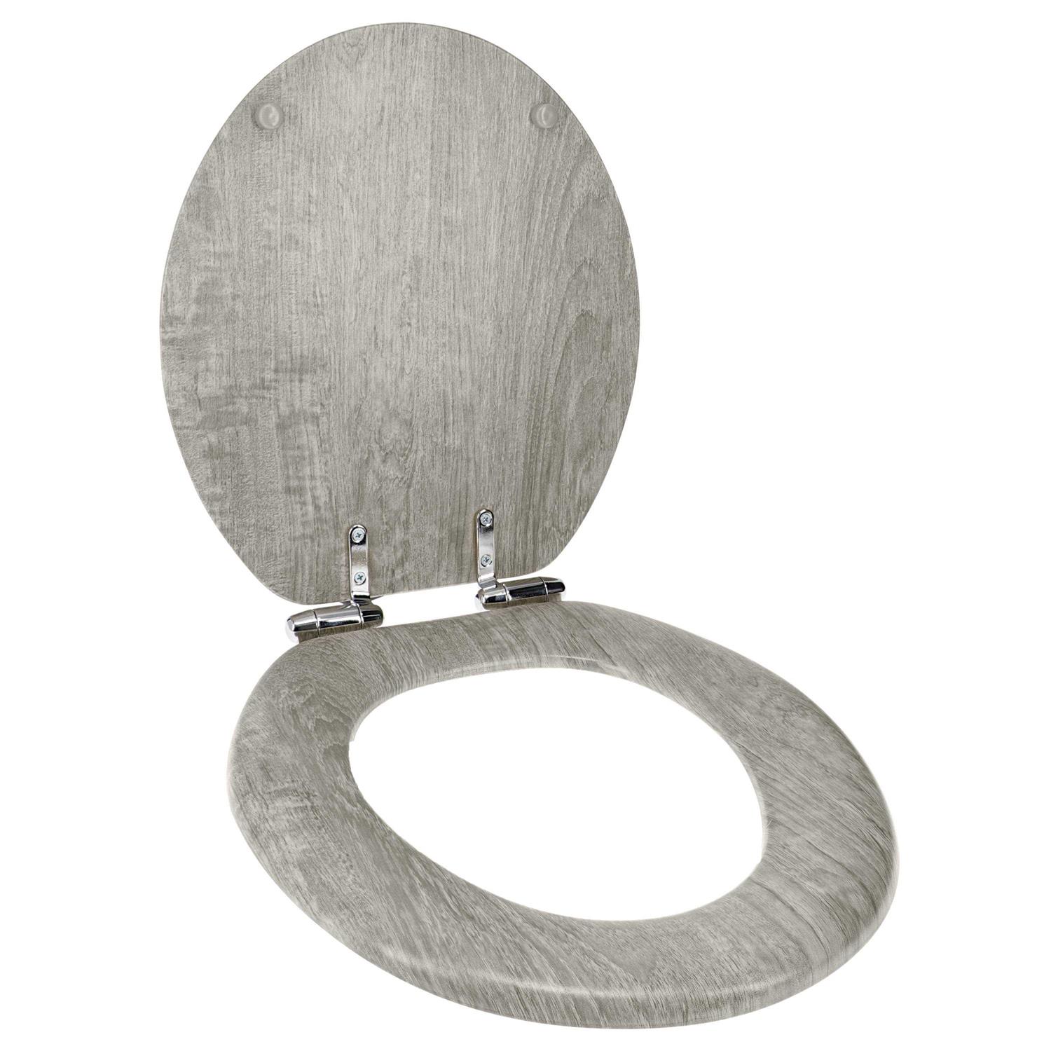HOME + SOLUTIONS Round Distressed Wood Closed Front Toilet Seat - Zenithce