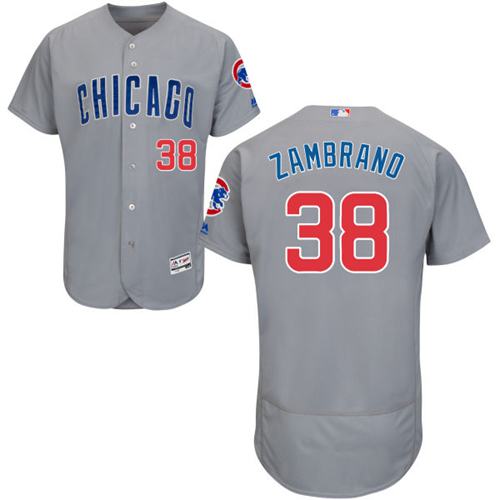 Cubs #38 Carlos Zambrano Grey Flexbase Authentic Collection Road Stitched Jersey - Zenithce