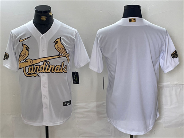 St. Louis Cardinals Blank All-Star White Gold Stitched Jersey - Zenithce