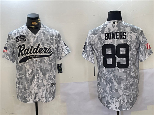 Las Vegas Raiders #89 Brock Bowers 2024 Arctic Camo Salute To Service Stitched Jersey - Zenithce