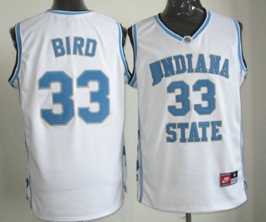 Indiana State Sycamores #33 Larry Bird White Authentic Jersey - Zenithce