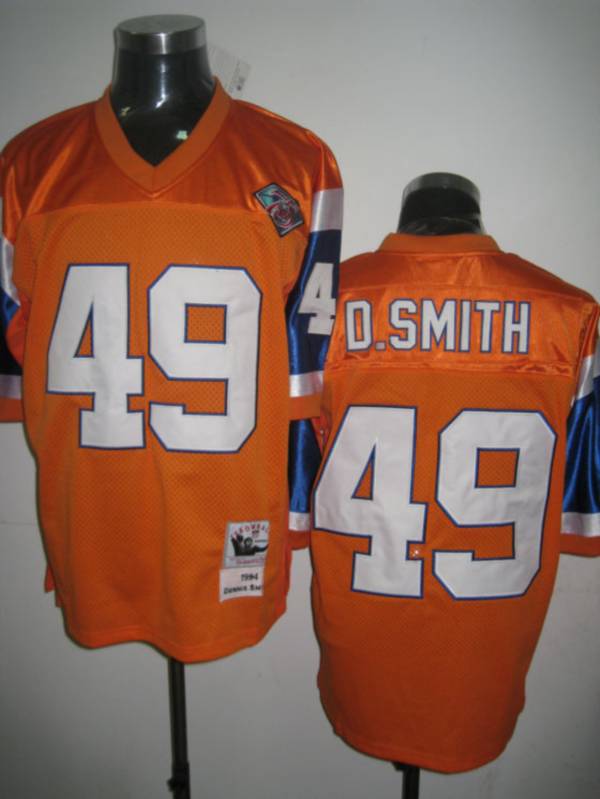 Mitchel Ness Broncos #49 Dennis Smith Orange Stitched Throwback Jersey - Zenithce