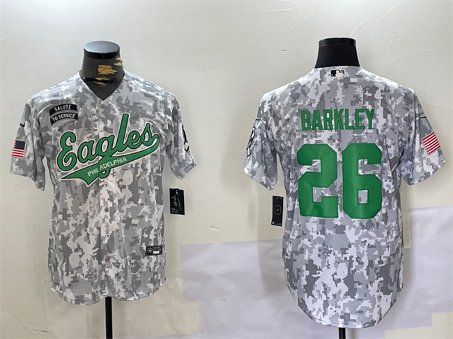 Philadelphia Eagles #26 Saquon Barkley 2024 Arctic Camo Salute To Service Stitched Jersey - Zenithce