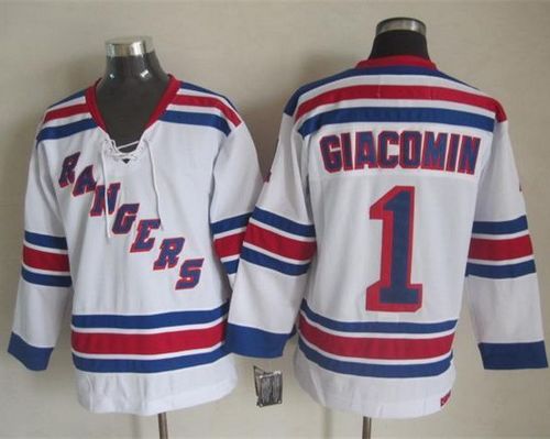 Rangers #1 Eddie Giacomin White CCM Throwback Stitched Jersey - Zenithce