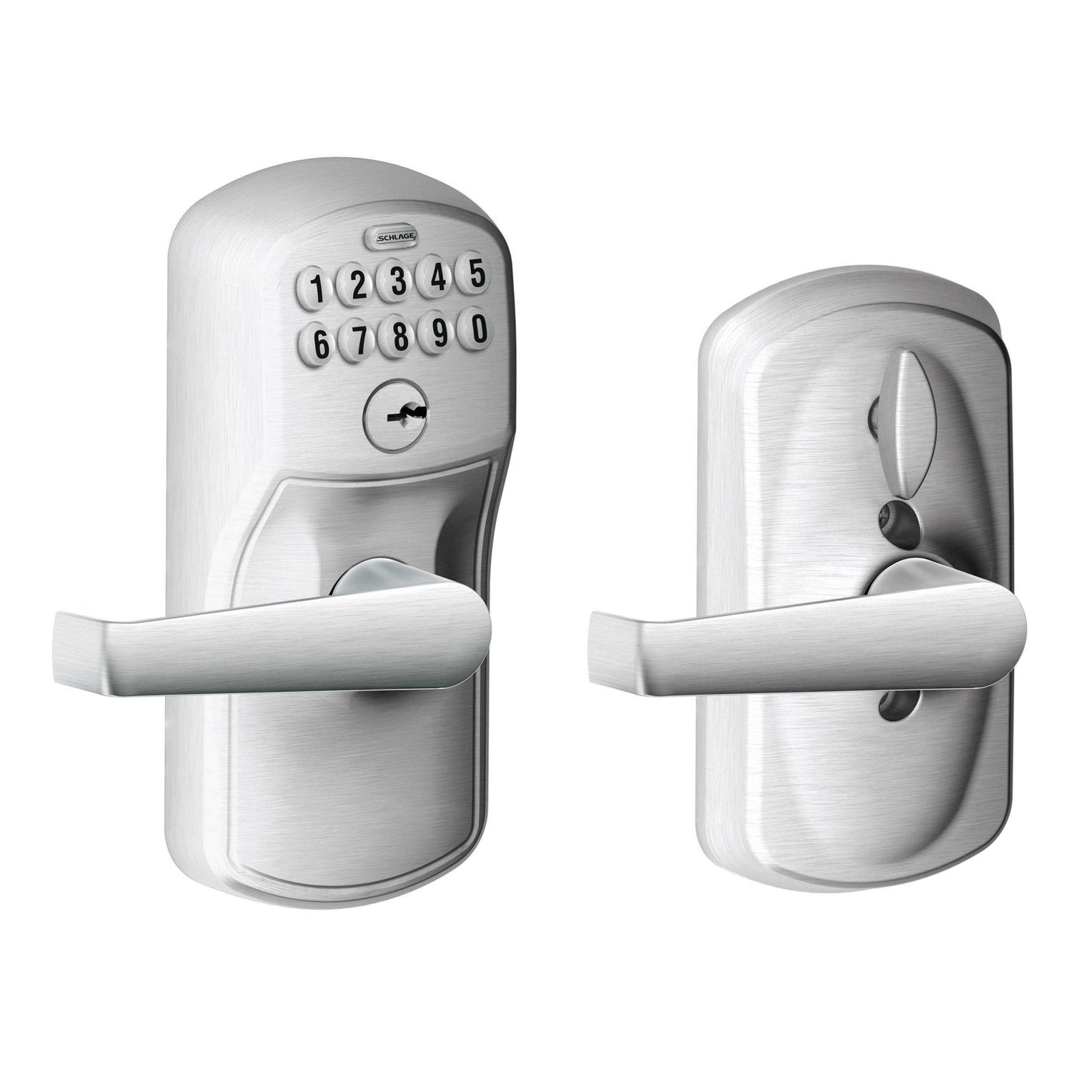 Schlage Rigsby Keyed Entry Door Knob Lock in Satin for Exterior Door - Zenithce