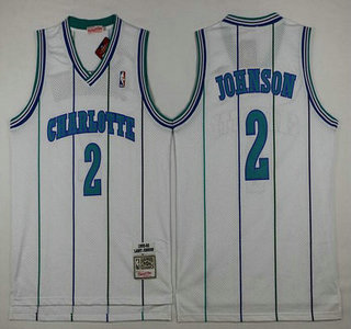Charlotte Hornets #2 Larry Johnson 1992-93 White Hardwood Classics Soul Swingman Throwback Jersey - Zenithce