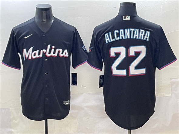 Miami Marlins #22 Sandy Alcantara Black Cool Base Stitched Jersey - Zenithce