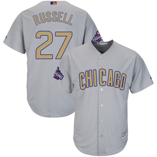 Chicago Cubs #27 Addison Russell World Series Champions Gold Program Cool Base Stitched Jersey - Zenithce