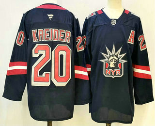 New York Rangers #20 Chris Kreider Navy Reverse Retro Authentic Jersey - Zenithce
