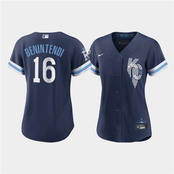 WoKansas City Royals #16 Andrew Benintendi 2022 Navy City Connect Cool Base Stitched Jersey(Run Small) - Zenithce
