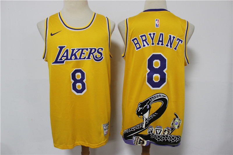 Lakers 8 Kobe Bryant Yellow Swingman Fashion Jersey - Zenithce
