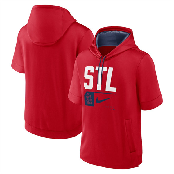 St. Louis Cardinals Red Tri Code Lockup Short Sleeve Pullover Hoodie - Zenithce
