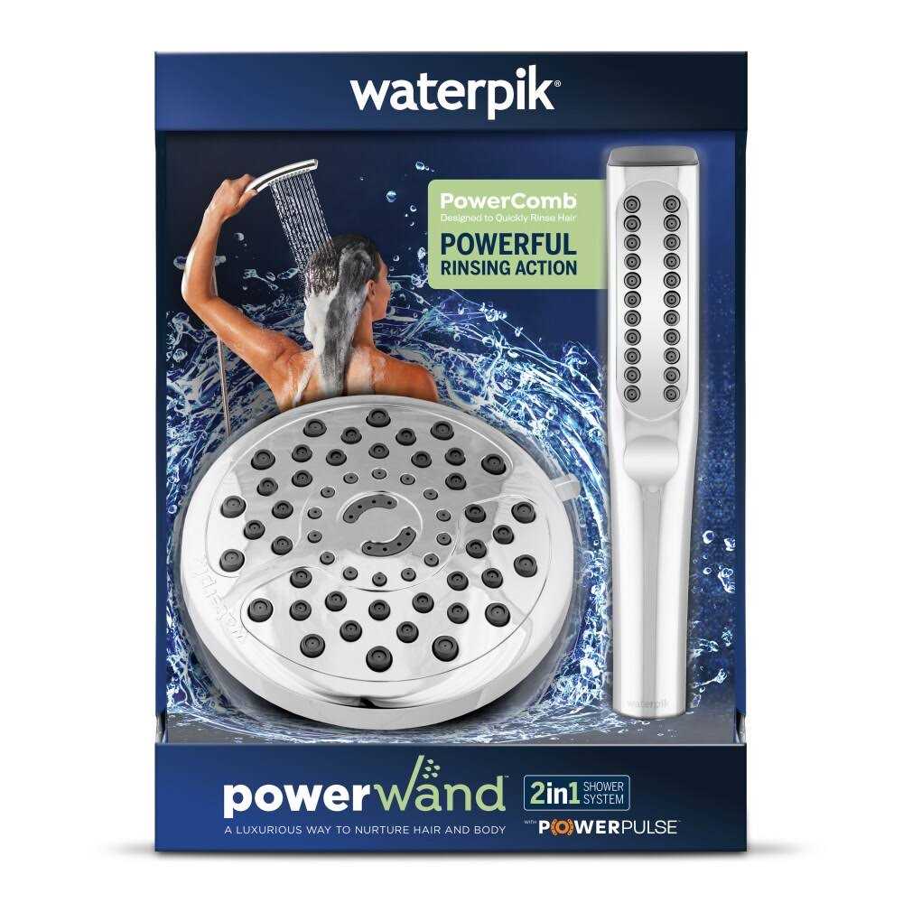 Waterpik PowerSpray Plus Chrome 6 settings Showerhead 1.8 gpm - Zenithce