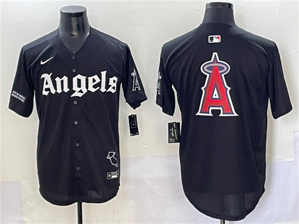 Los Angeles Angels Team Big Logo Black 'Gothic Halo Edition' Vapor Limited Stitched Jersey - Zenithce