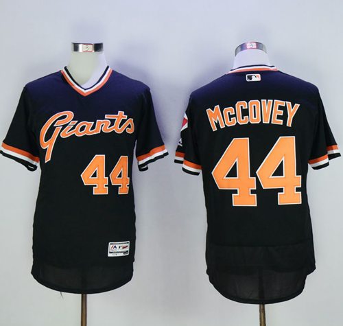 Giants #44 Willie McCovey Black Flexbase Authentic Collection Cooperstown Stitched Jersey - Zenithce