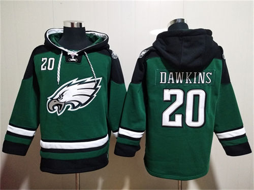 Philadelphia Eagles #20 Brian Dawkins Green Lace-Up Pullover Hoodie - Zenithce