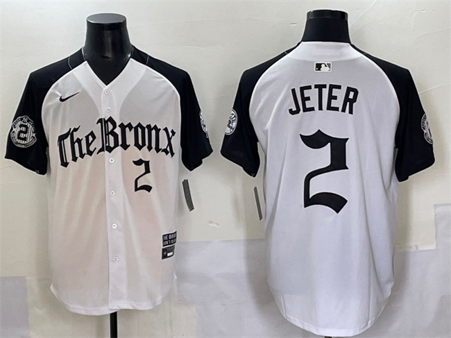 New York Yankees #2 Derek Jeter White Black 'Gothic Legacy Edition' Vapor Premier Limited Stitched Jersey - Zenithce