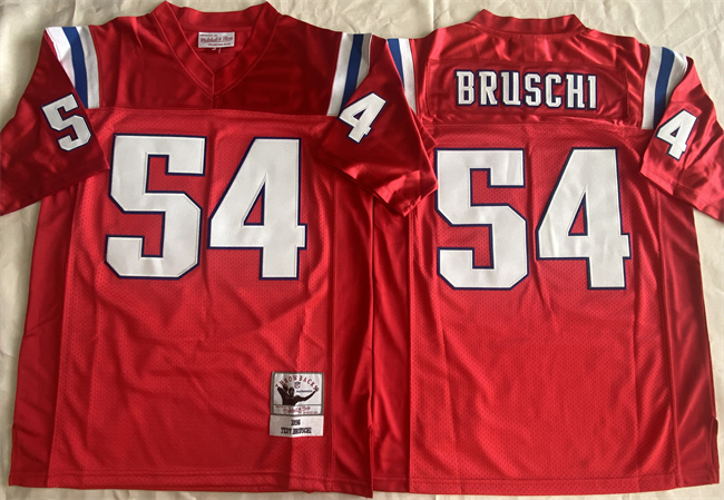 New England Patriots #54 Tedy Bruschi Red Throwback Stitched Football Jersey - Zenithce
