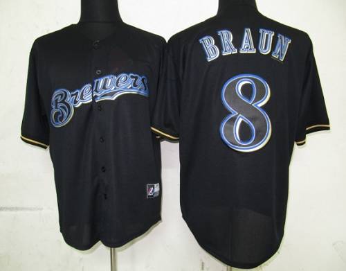 Brewers #8 Ryan Braun Black Fashion Stitched Jersey - Zenithce