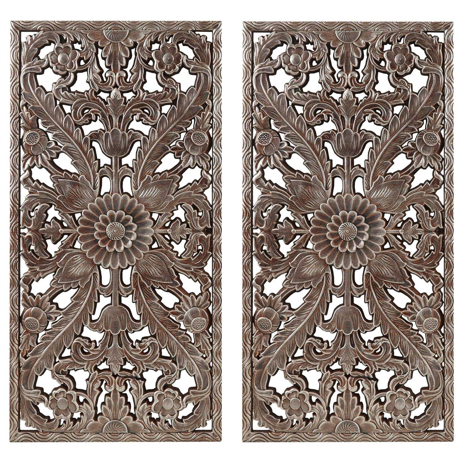 Madison Park Botanical Panel Carved Wall 2 Piece Set - Zenithce