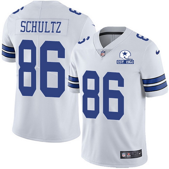 Dallas Cowboys #86 Dalton Schultz White With Est 1960 Patch Limited Stitched Jersey - Zenithce