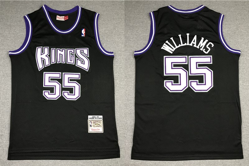 Sacramento Kings #55 Jason Williams 1998-99 Black Hardwood Classics Soul Swingman Stitched Throwback Jersey - Zenithce