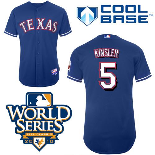 Rangers #5 Lan Kinsler Blue Cool Base W 2010 World Series Patch Stitched Jersey - Zenithce