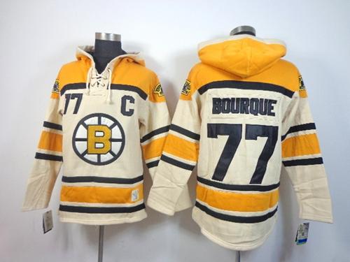Bruins #77 Ray Bourque Cream Sawyer Hooded Sweatshirt Stitched Jersey - Zenithce