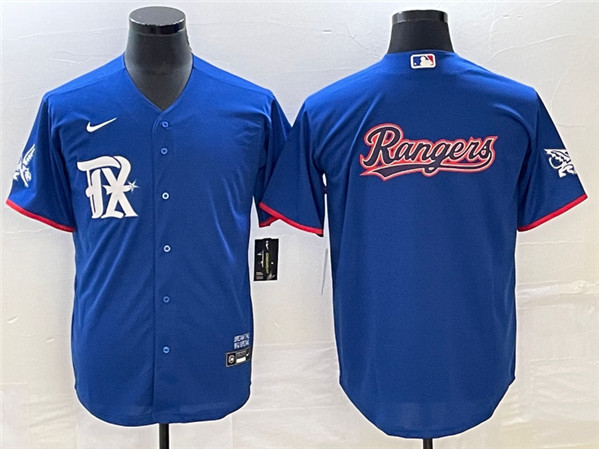 Texas Rangers Royal Team Big Logo 2023 City Connect Stitched Jersey - Zenithce