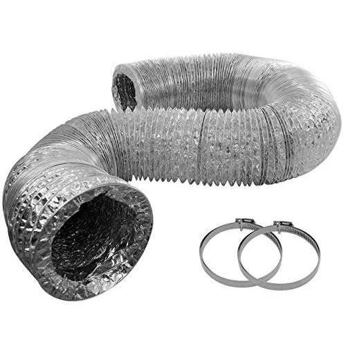 TerraBloom Flexible 8 Ducting Black Duct with 2 Clamps 4 Layer HVAC Ventilation Air Hose - Zenithce