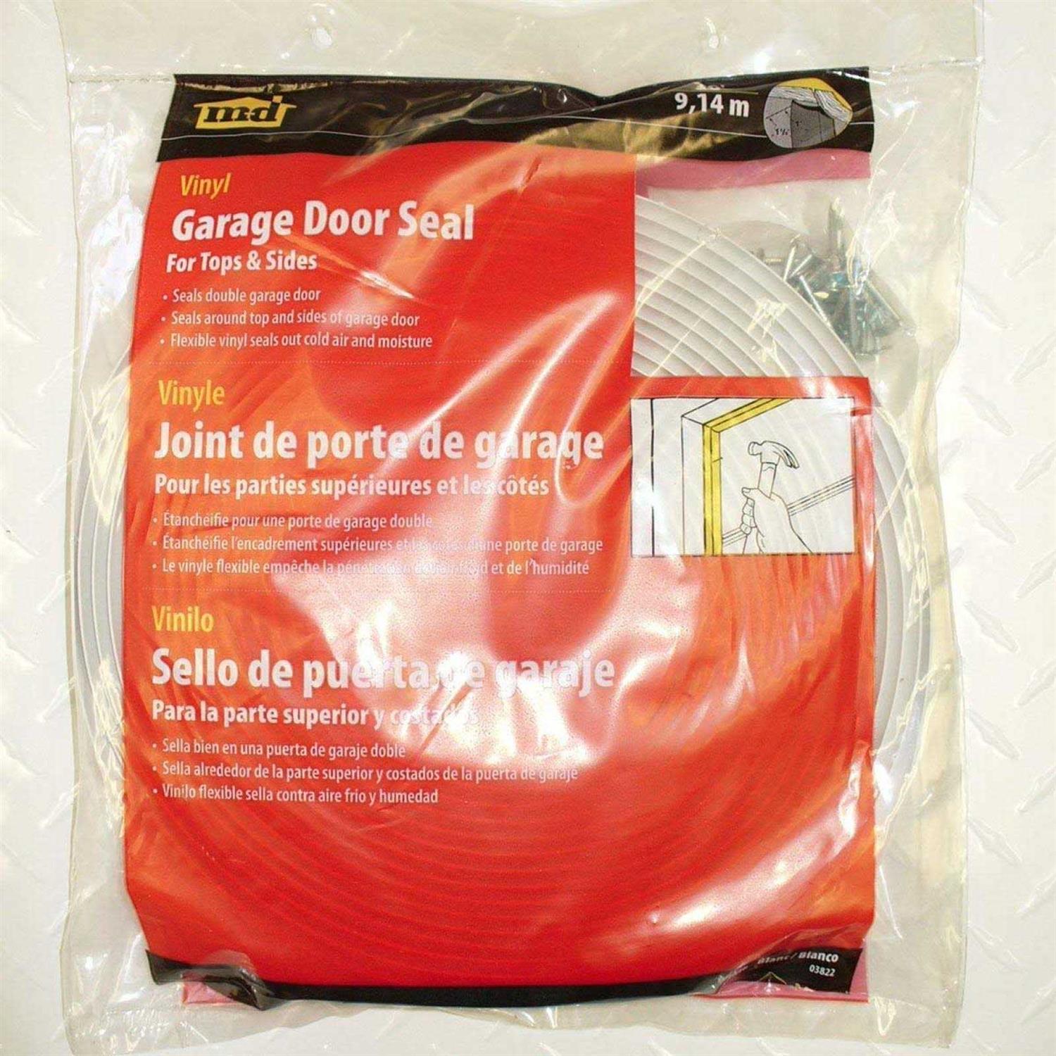 M-D Vinyl Garage Door Seal For Top & Sides 03822 - Zenithce