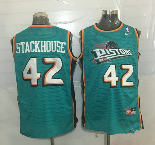 Detroit Pistons #42 Jerry Stackhouse Teal Green Hardwood Classics Soul Swingman Throwback Jersey - Zenithce