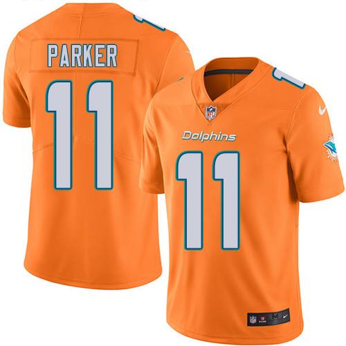 Dolphins #11 DeVante Parker Orange Stitched Limited Rush Nike Jersey - Zenithce