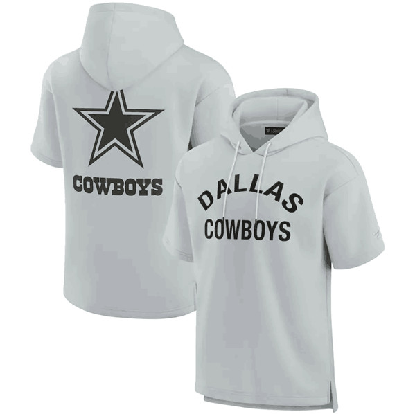 Dallas Cowboys Gray Super Soft Fleece Short Sleeve Hoodie - Zenithce