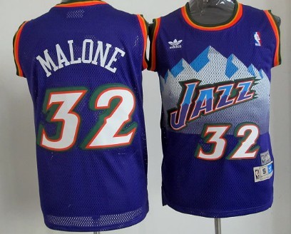 Utah Jazz #32 Karl Malone Mountain Purple Hardwood Classics Soul Swingman Throwback Jersey - Zenithce