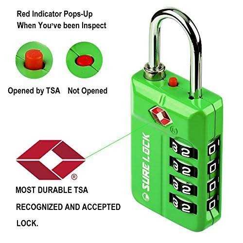 SURE LOCK Tsa Approved Travel Luggage Locks Open Alert Combination Lock for School Office Gym Locker,Toolbox - Zenithce
