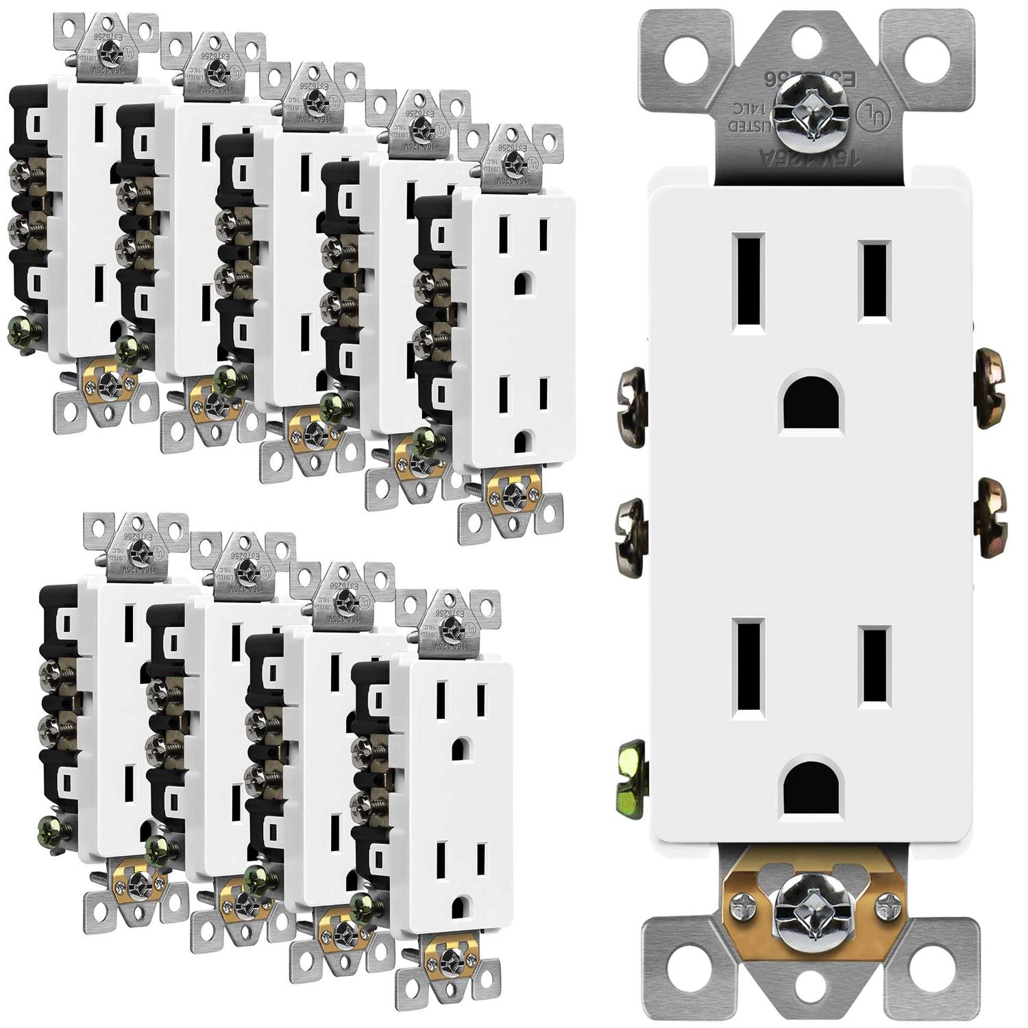 Enerlites Decorator Receptacle Residential Grade Wall Outlet 15A 125V - Zenithce