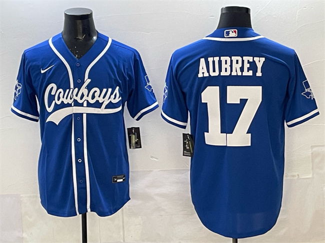 Dallas Cowboys #17 Brandon Aubrey Blue Cool Base Stitched Jersey - Zenithce