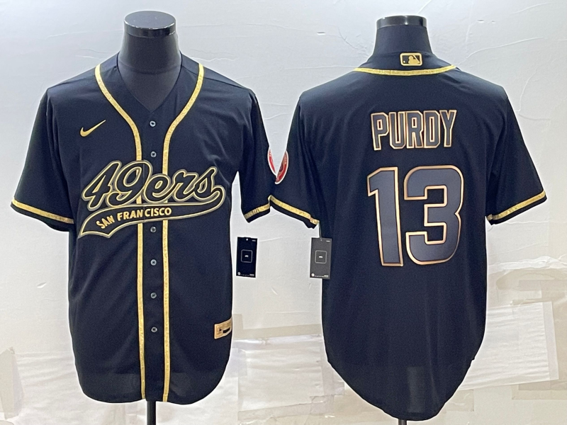 San Francisco 49ers #13 Brock Purdy Black Gold With Patch Cool Base Stitched Baseball Jersey - Zenithce