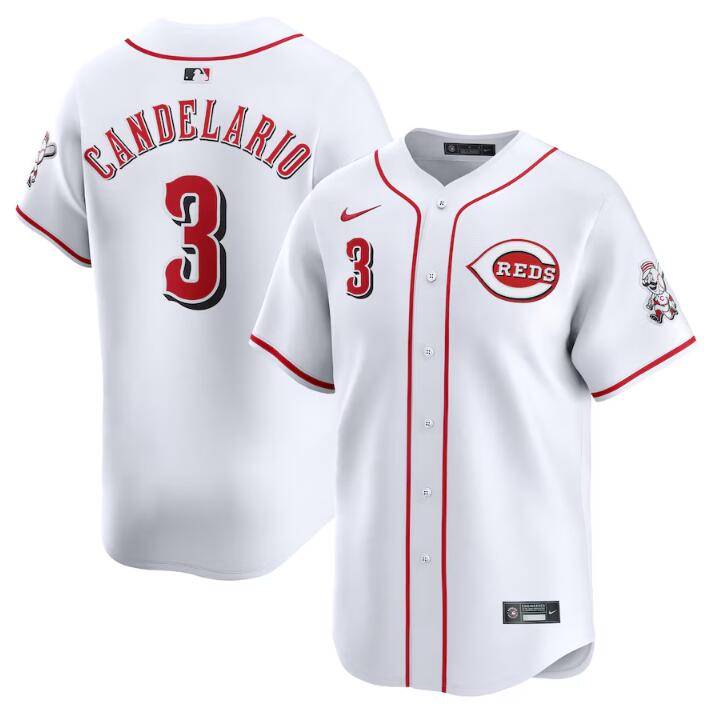 Cincinnati Reds #3 Jeimer Candelario White Home Limited Stitched Jersey - Zenithce
