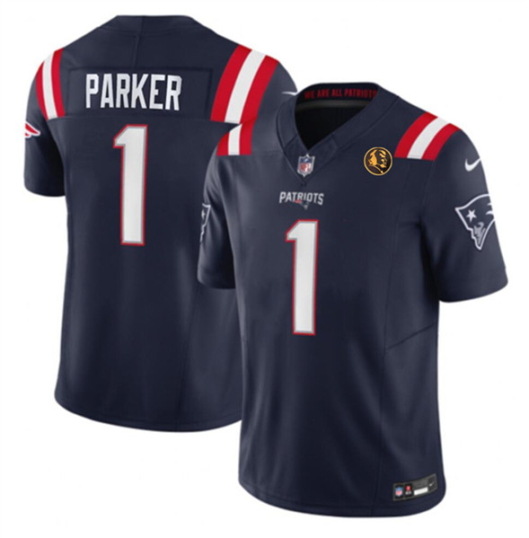New England Patriots #1 DeVante Parker Navy 2023 F.U.S.E. With John Madden Patch Vapor Limited Stitched Jersey - Zenithce
