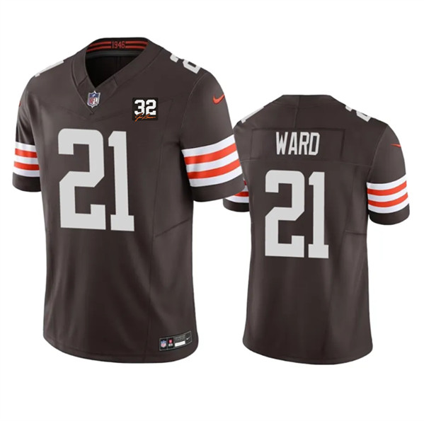 Cleveland Browns #21 Denzel Ward Brown 2023 F.U.S.E. With Jim Brown Memorial Patch Vapor Untouchable Limited Stitched Jersey - Zenithce