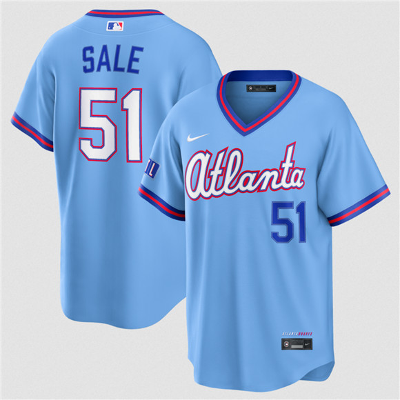 Atlanta Braves #51 Chris Sale Powder Blue 2026 City Connect Stadium Stitched Jersey - Zenithce