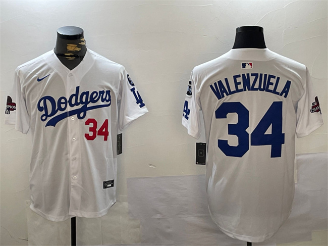 Los Angeles Dodgers #34 Toro Valenzuela White 2024 World Series Champions With Fernando Memorial Patch Home Limited Stitched Jersey - Zenithce