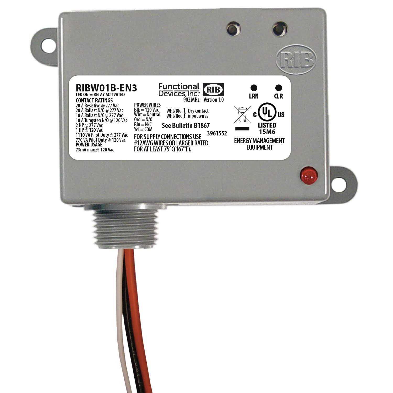 Functional Devices RIBU2C Enclosed Pilot Relay 10 Amp 2 SPDT W 10-30 Vacdc120 Vac Coil - Zenithce