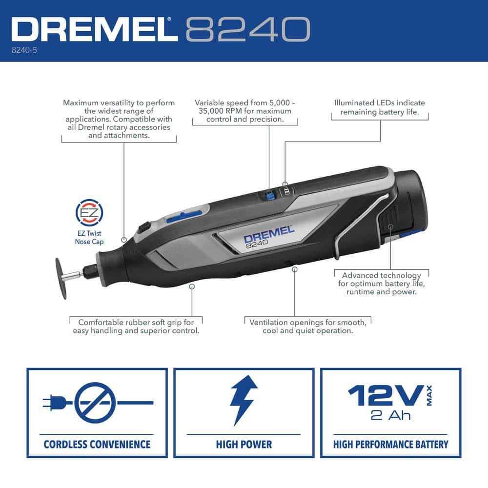 Dremel 12V Cordless Rotary Tool Kit 8240-5 - Zenithce