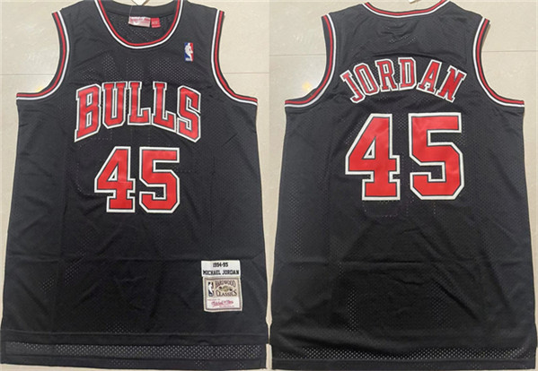 Chicago Bulls #45 Michael Jordan Black 1994-95 Throwback Stitched Jersey - Zenithce