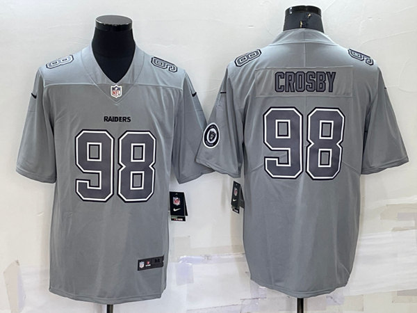 Las Vegas Raiders #98 Maxx Crosby Gray With Patch Atmosphere Fashion Stitched Jersey - Zenithce