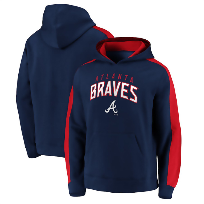 Atlanta Braves Navy Game Time Arch Pullover Hoodie Pullover Hoodie - Zenithce