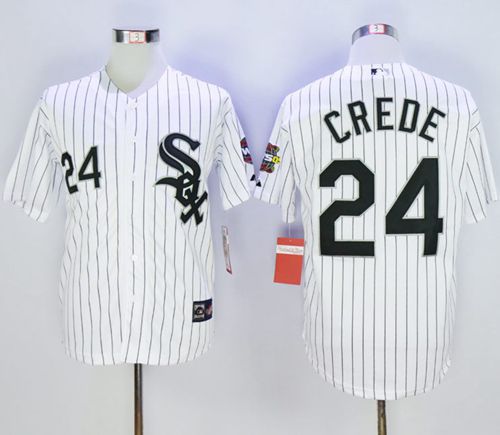 White Sox #24 Joe Crede White Throwback Stitched Jersey - Zenithce